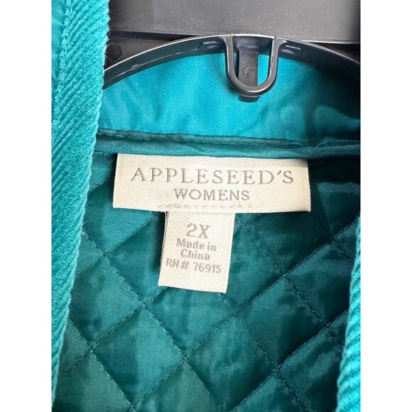 Appleseed's Green Berkshire Quilted Zip Snap Jacket Pockets Lightweight Womens 2 - Picture 3 of 6